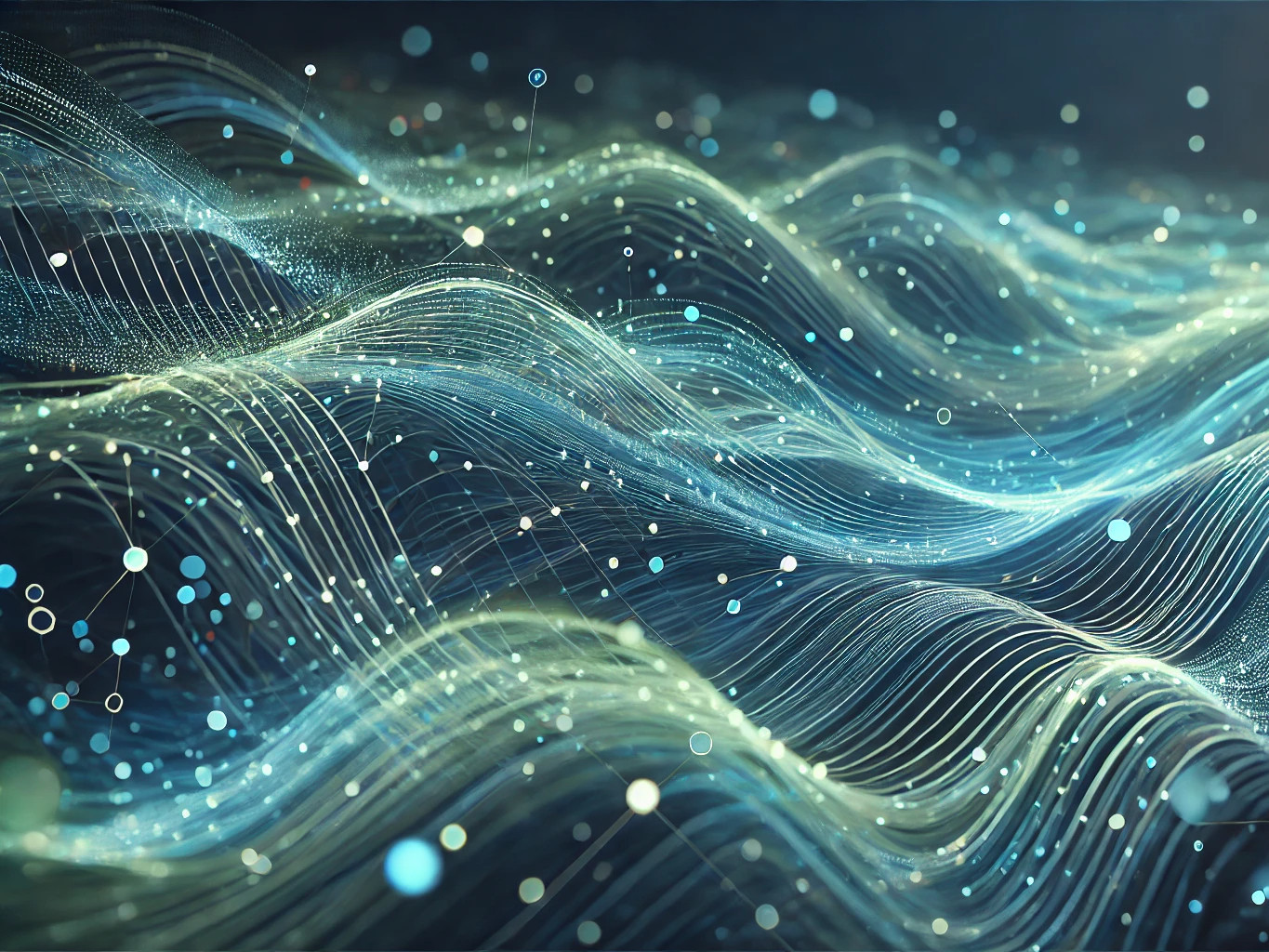 Abstract visual representing the hydrogen network with flowing lines, glowing nodes, and dynamic waves.