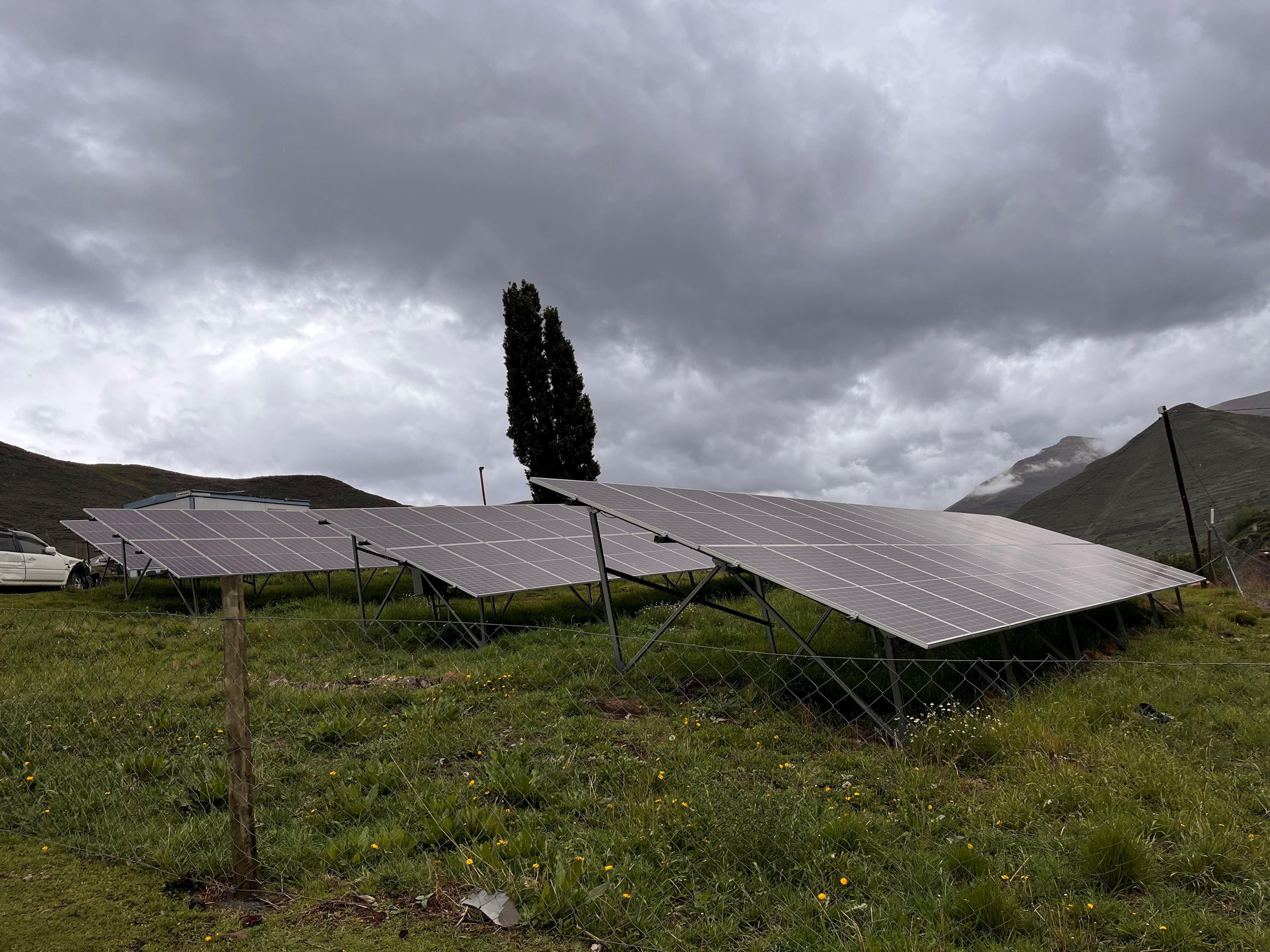 Image showing the mini-grid system capable of supplying energy to up to 270 households, powered by PV modules and a lead-acid battery system