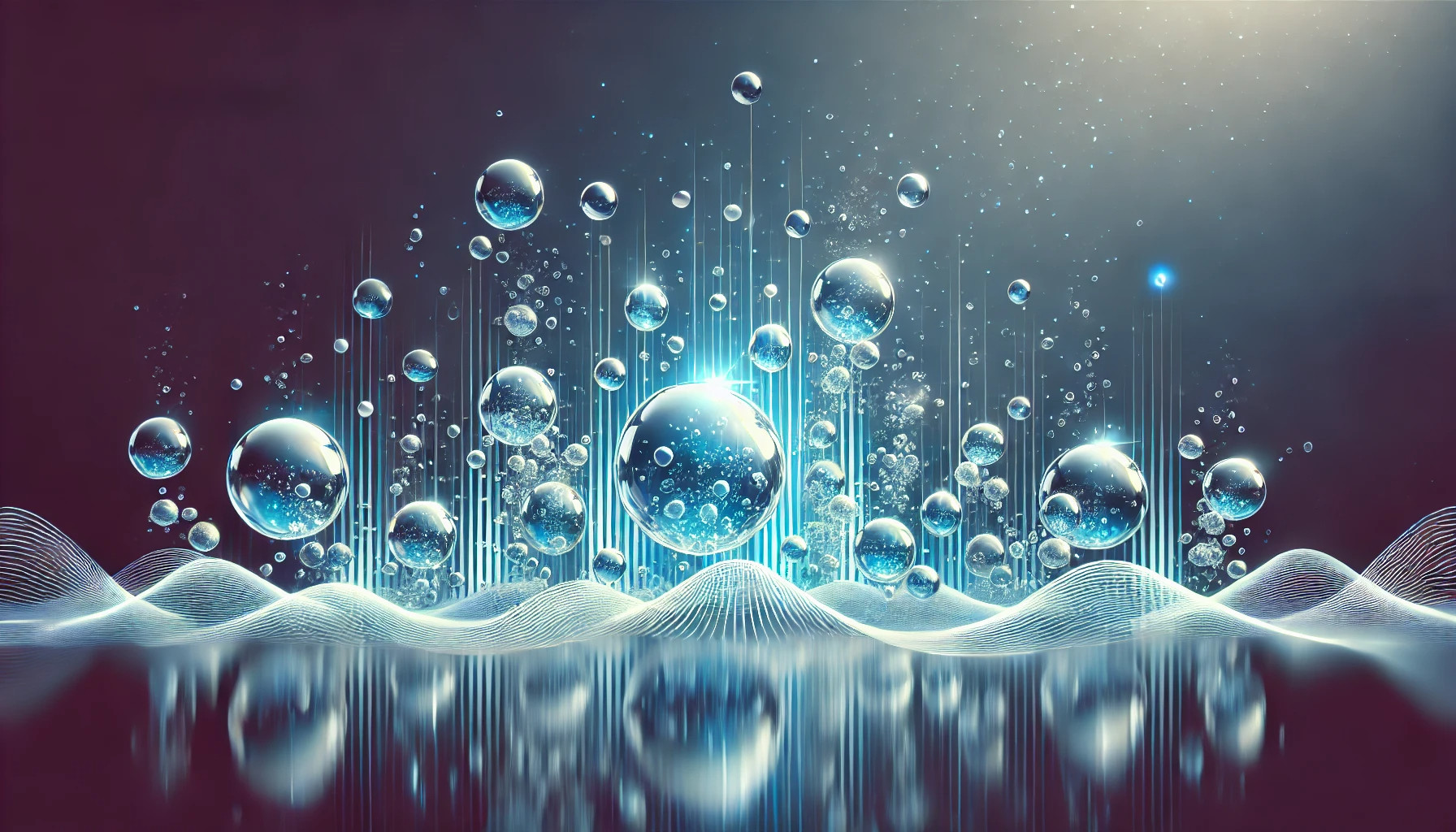 Abstract visual no.01 representing the hydrogen network with flowing lines, glowing nodes, and dynamic waves.