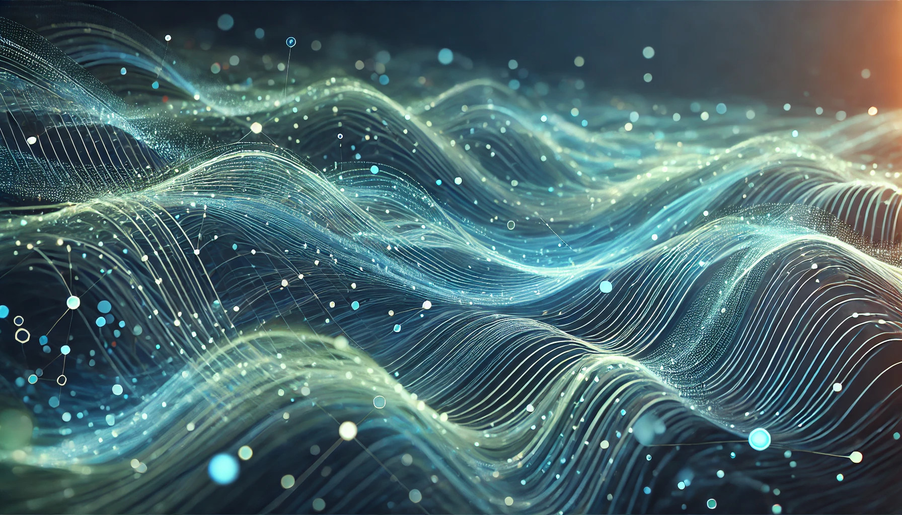 Abstract visual no. 04 representing the hydrogen network with flowing lines, glowing nodes, and dynamic waves.