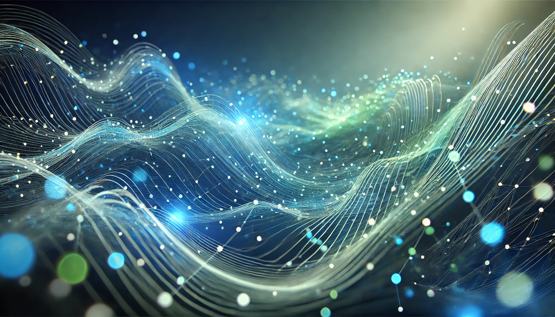 Abstract visual no. 05 representing the hydrogen network with flowing lines, glowing nodes, and dynamic waves.